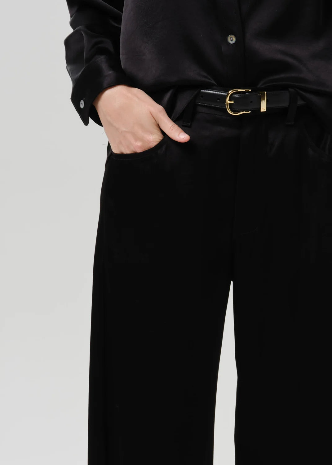 Citizens of Humanity Brynn Japanese Hammered Satin Trouser in Black