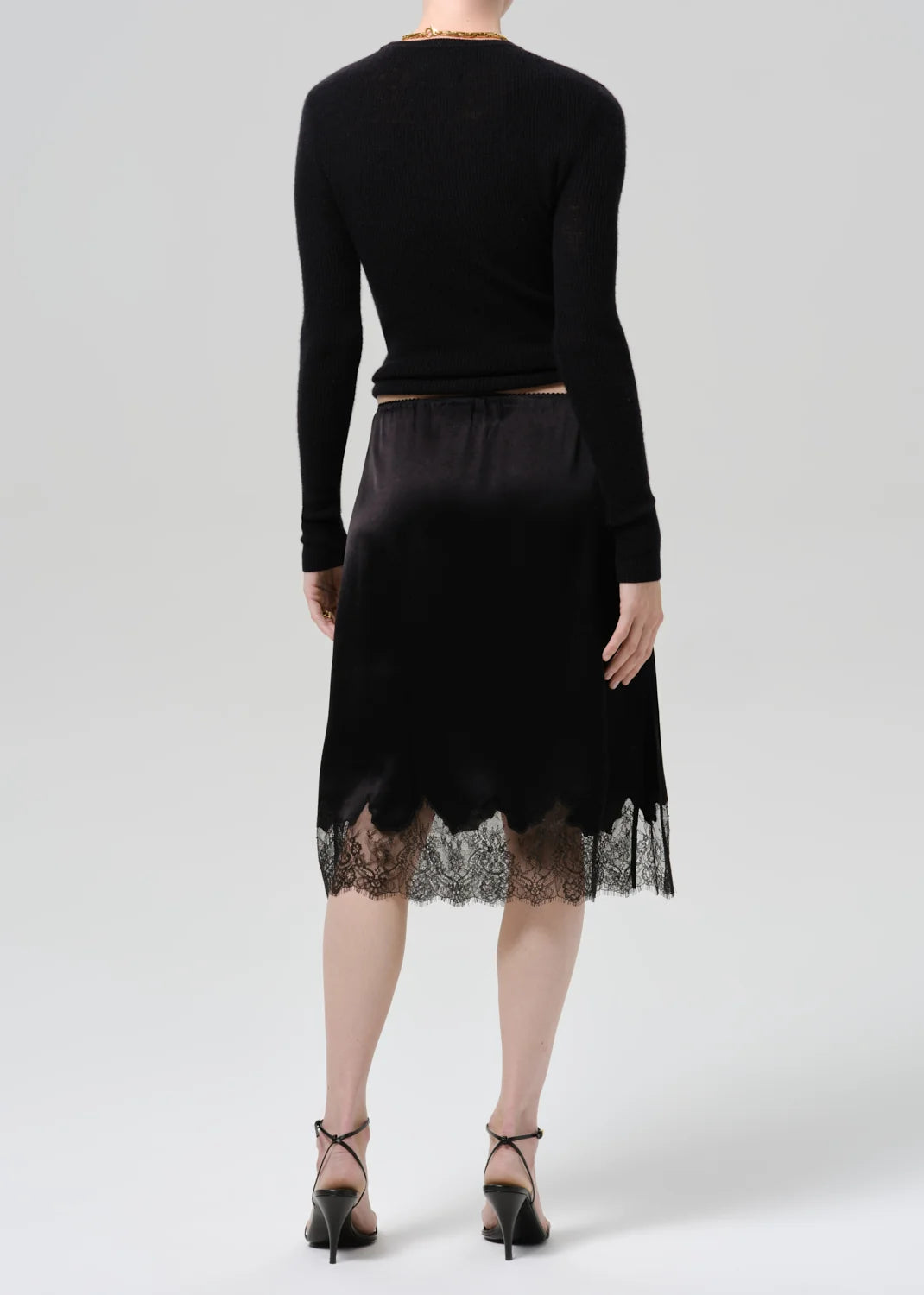 Citizens of Humanity Lace Trimmed Skirt in Black, back view