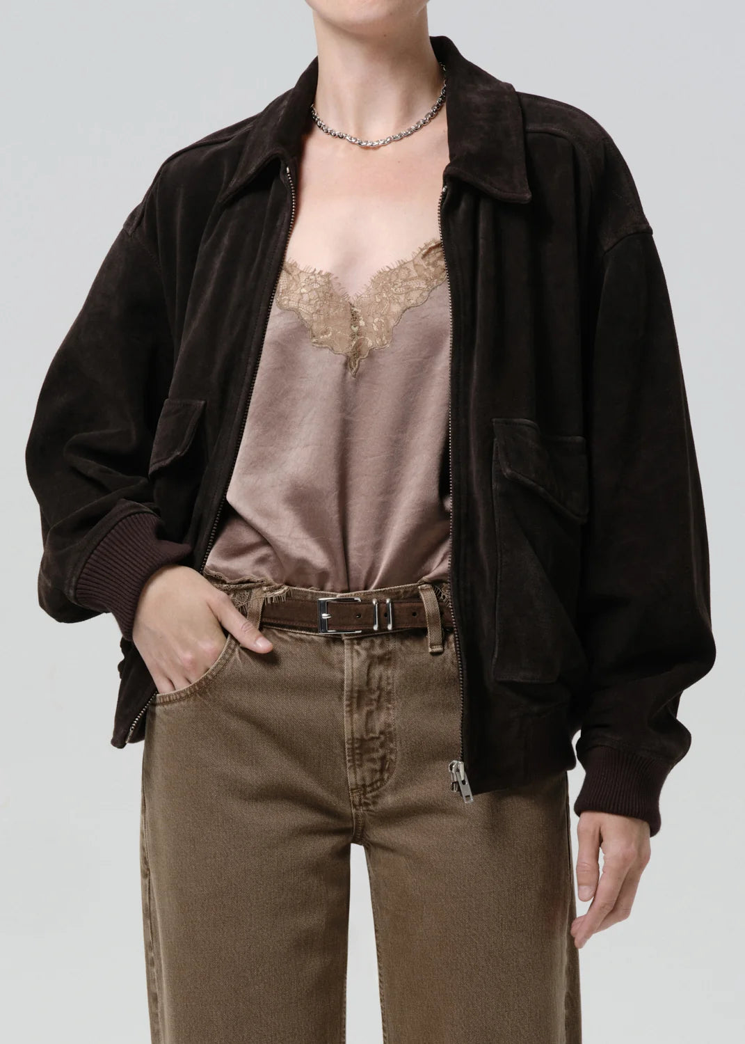 Citizens of Humanity Vivienne Suede Jacket in Chocolate Brown