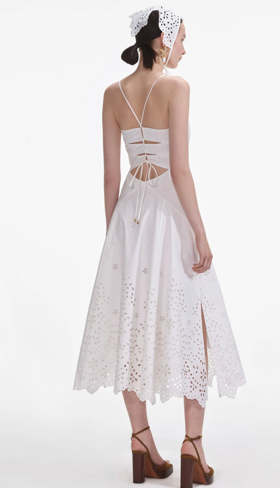 White Cotton Embroidered Mini Dress