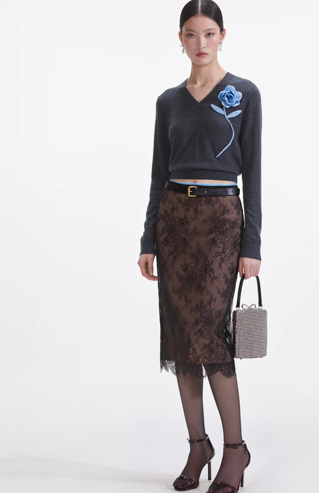 Self Portrait Lace Midi Skirt