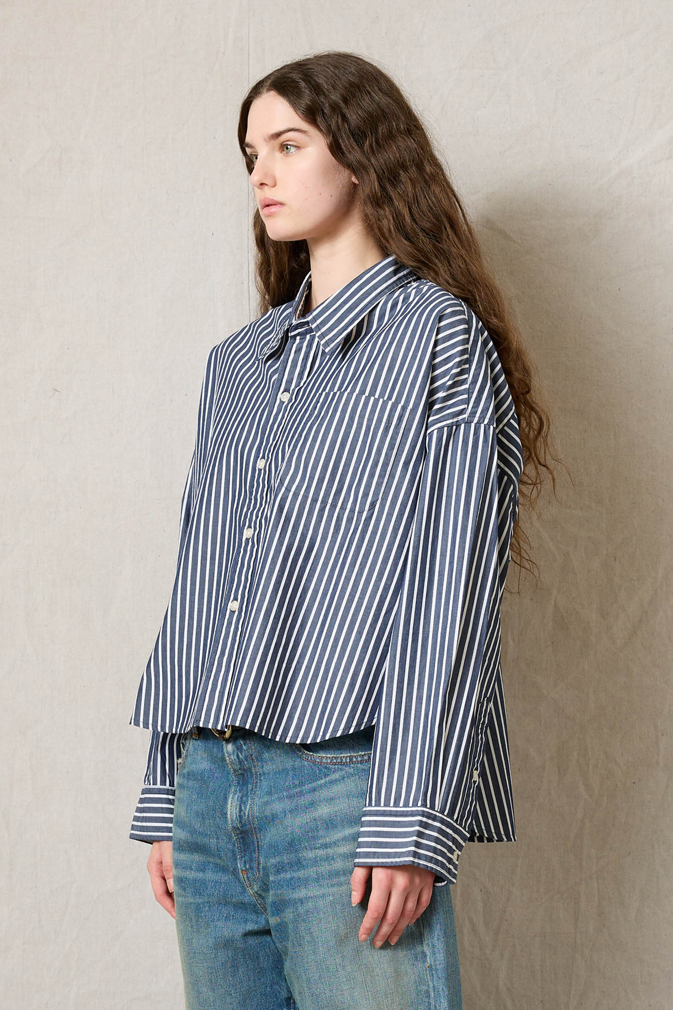 Cropped Button Front Shirt
