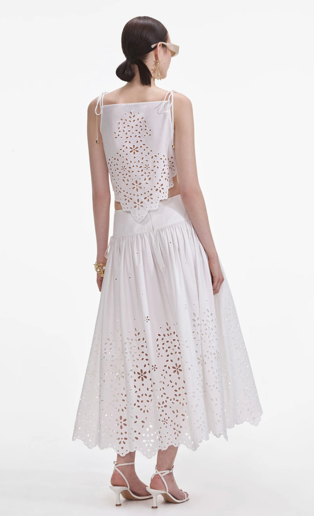 Self Portrait White Cotton Embroidered Top