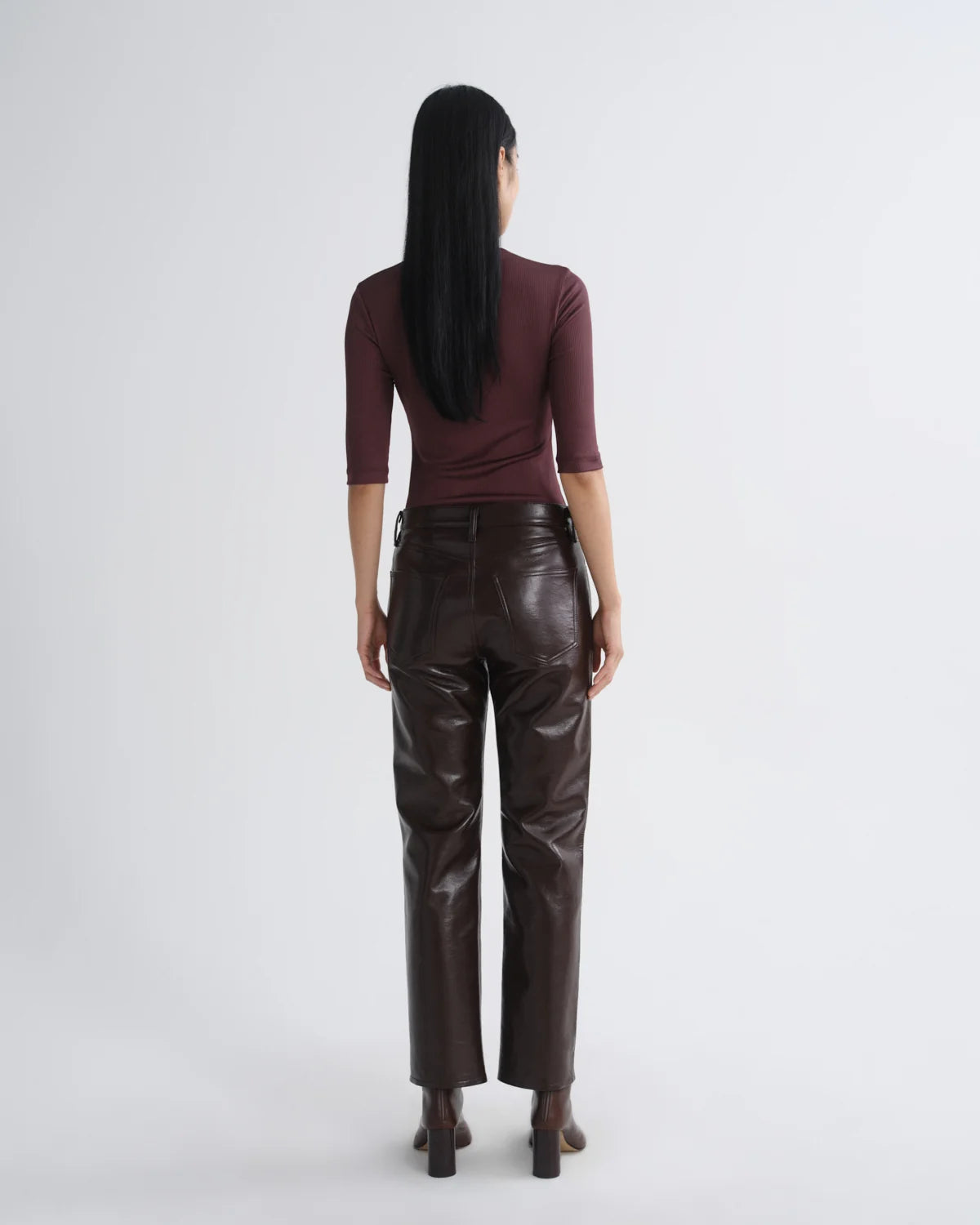 AGOLDE Lana High Rise Vintage Straight Jean (Recycled Leather) in Madera