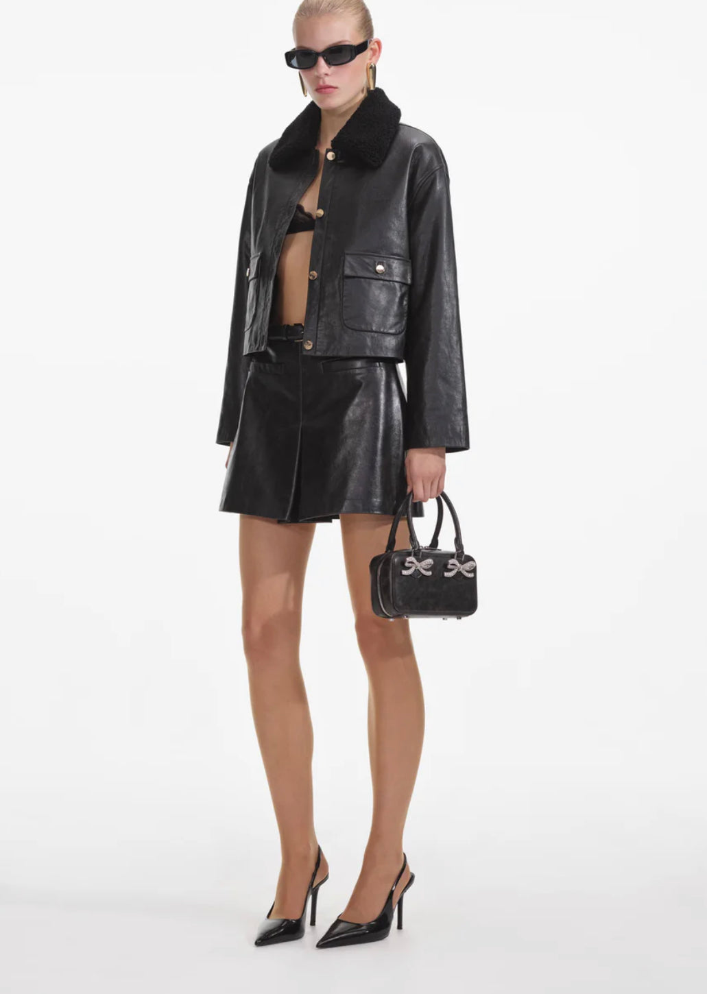 Black Leather shearling