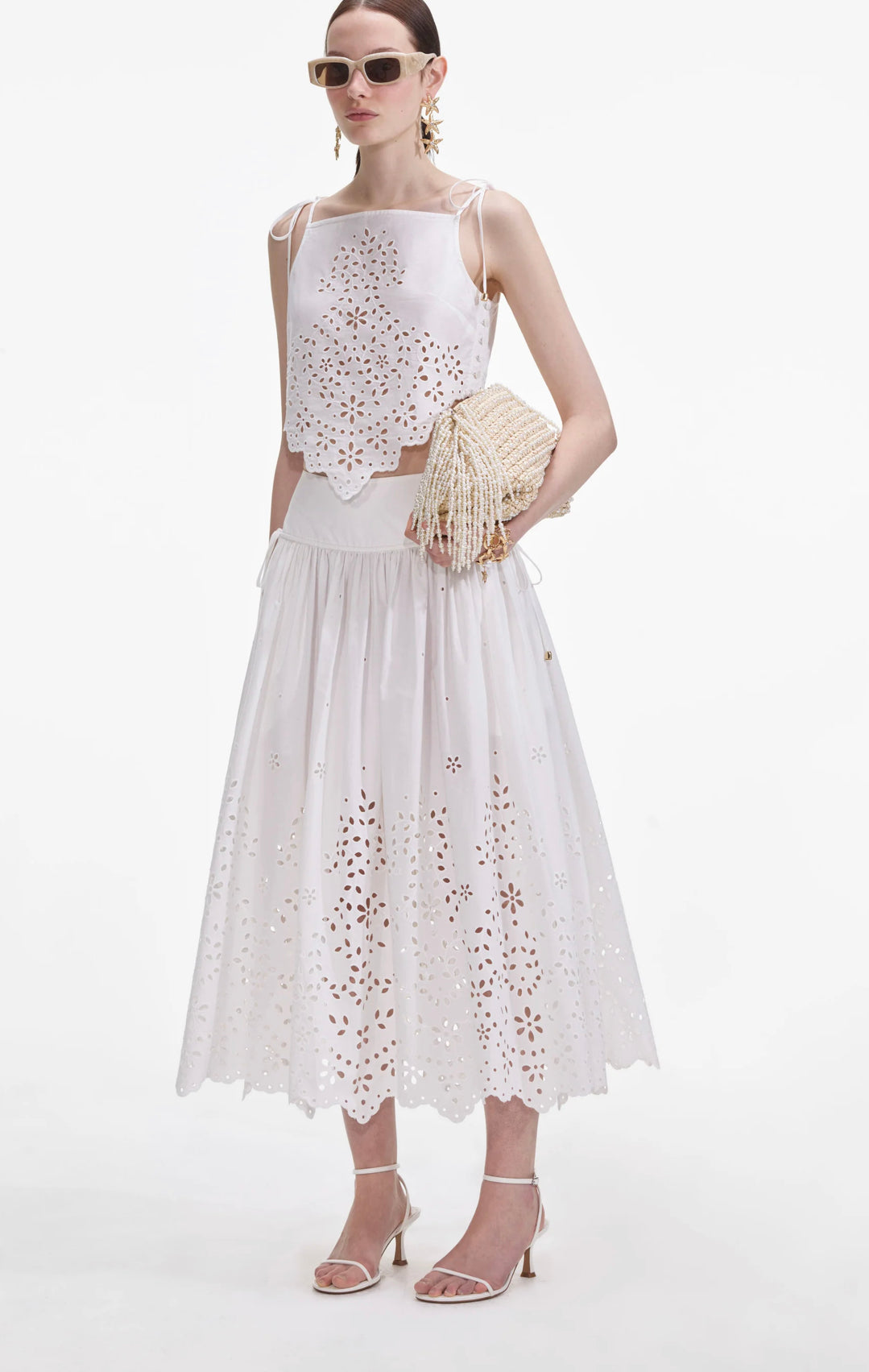 Self Portrait White Cotton Embroidered Top