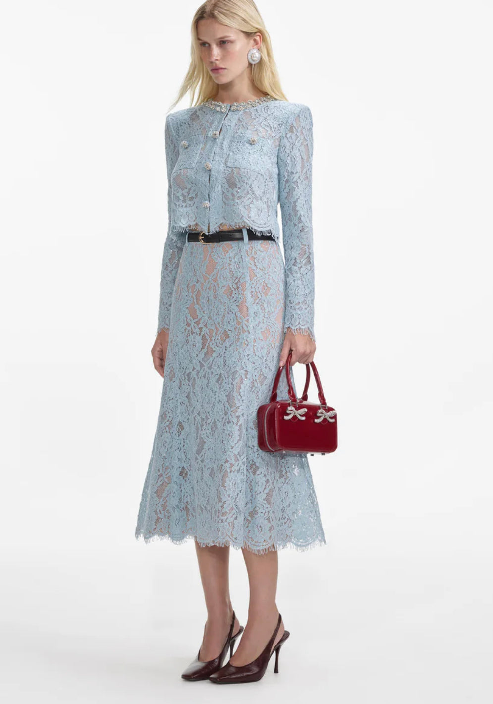 Blue Lace Embellished Top