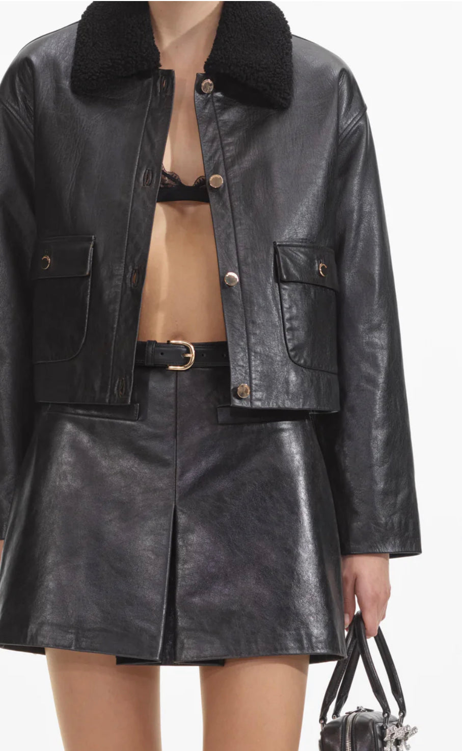 Black Leather shearling