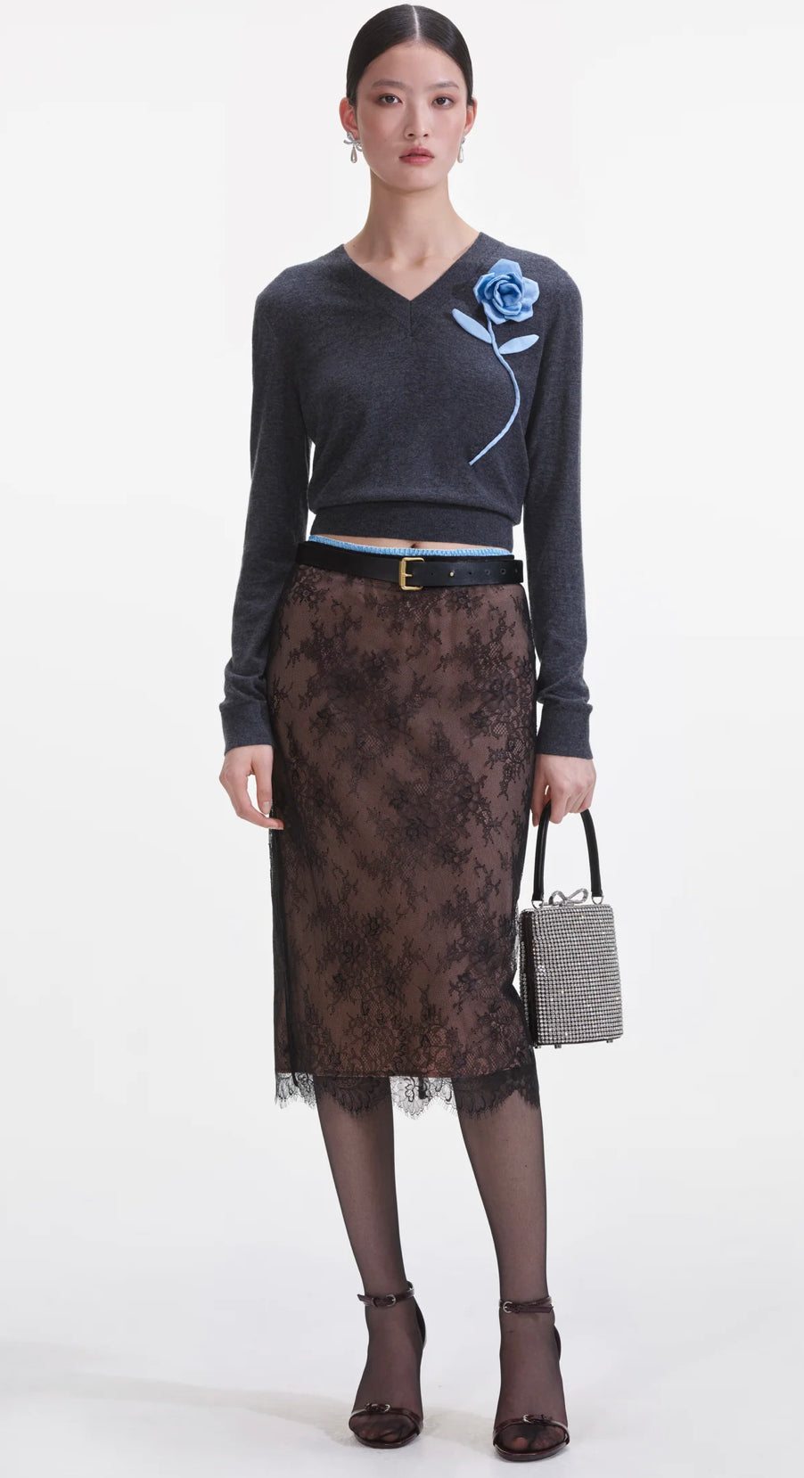 Self Portrait Lace Midi Skirt