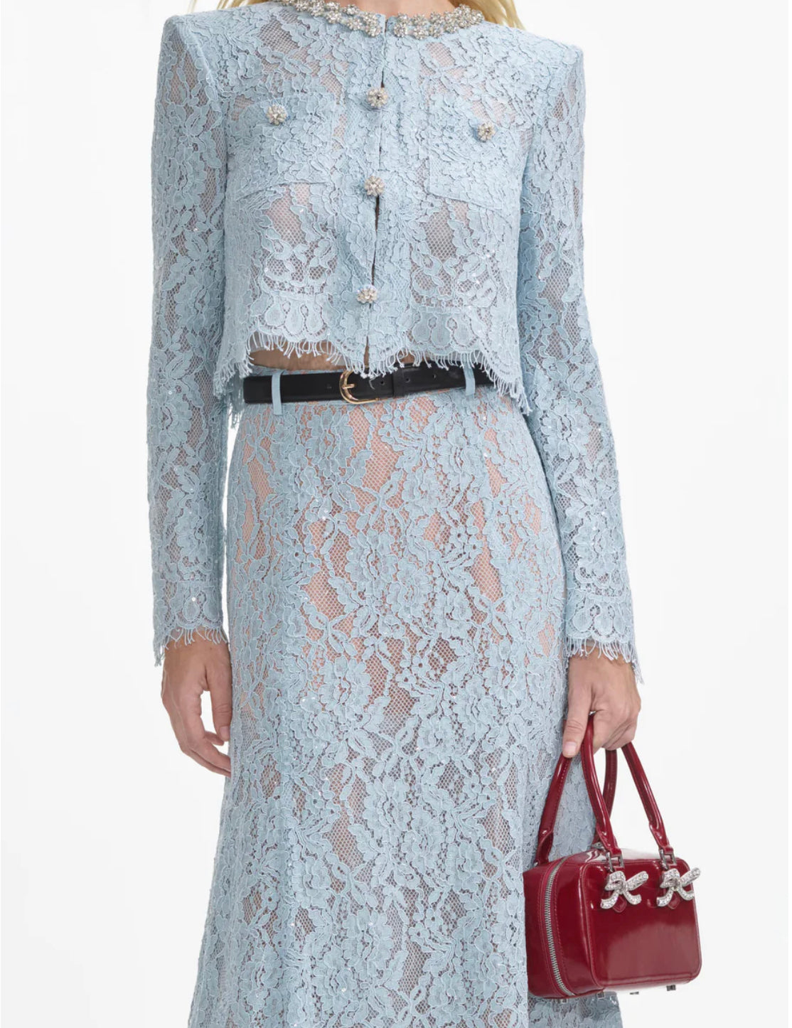 Blue Lace Embellished Top