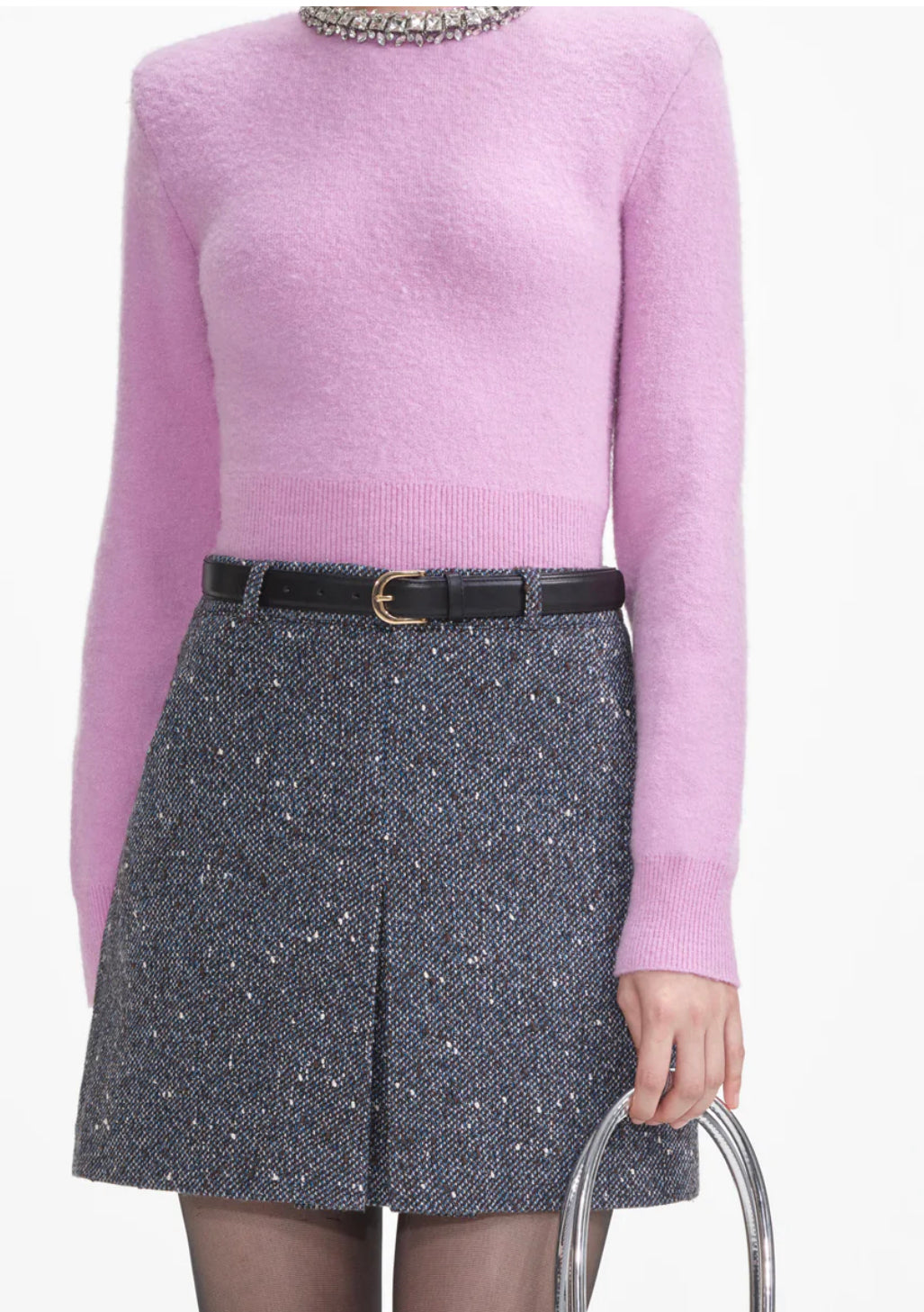 Embellished Pink Knit Top
