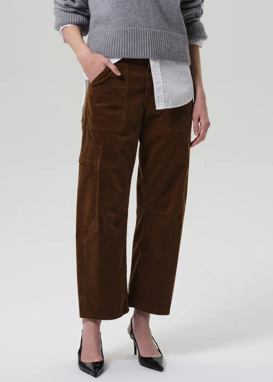 Citizens of Humanity Marcelle Corduroy Cargos Manuka – front view stretch cargo pant