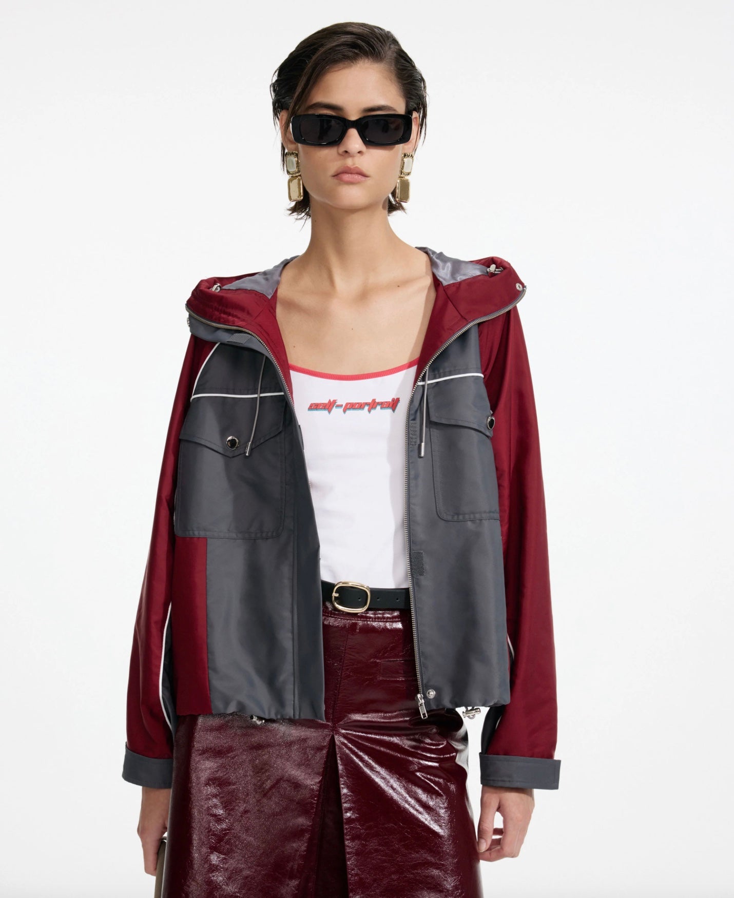 Self Portrait Dark Grey Nylon Windbreaker