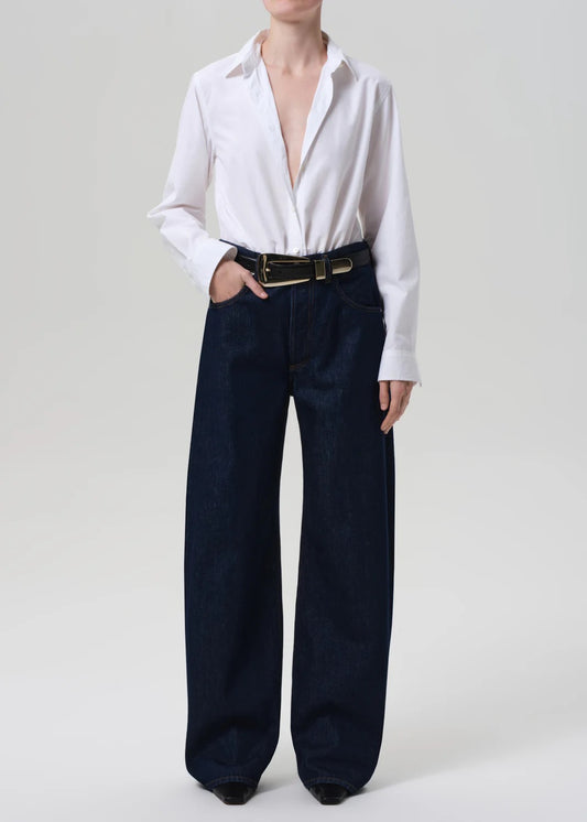 Citizens of Humanity Ayla Baggy – Amherst, front view high-rise baggy jeans in indigo denim