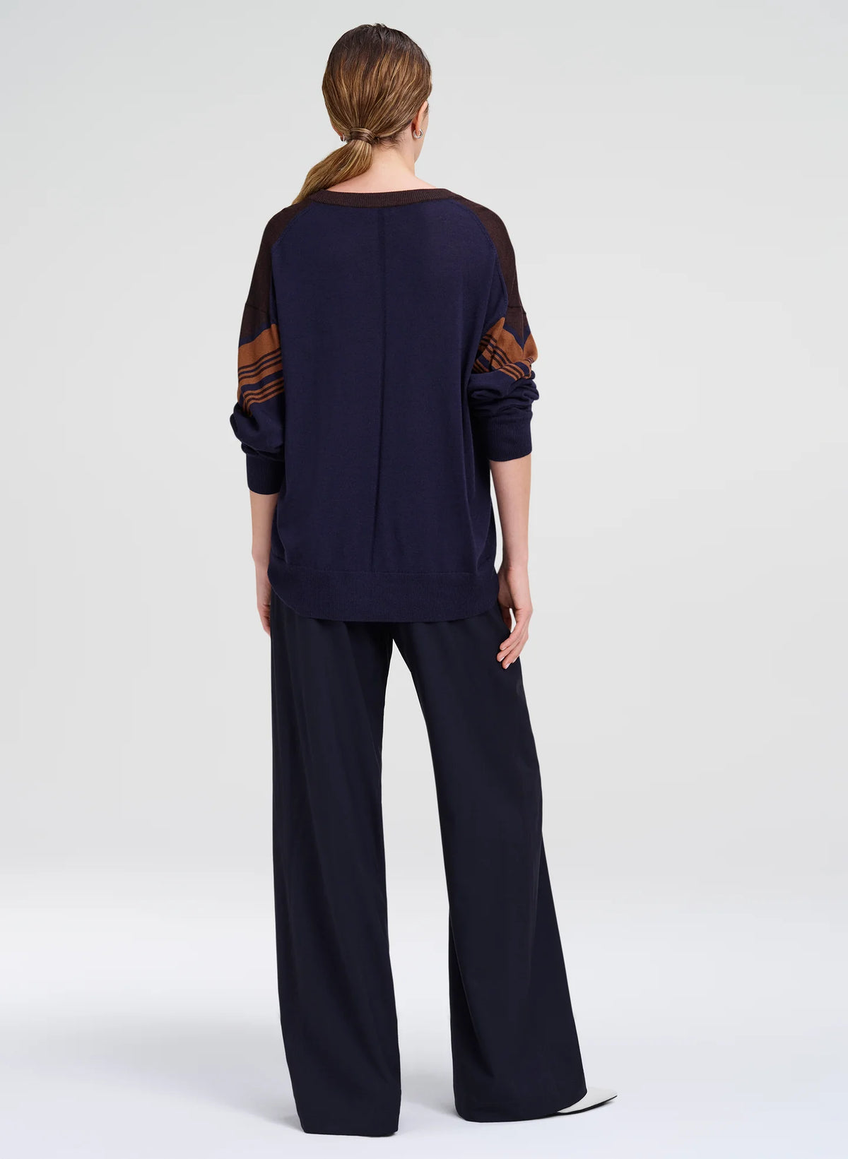 A.L.C. Nicole Fine Merino V-Neck Sweater in Butterscotch Combo