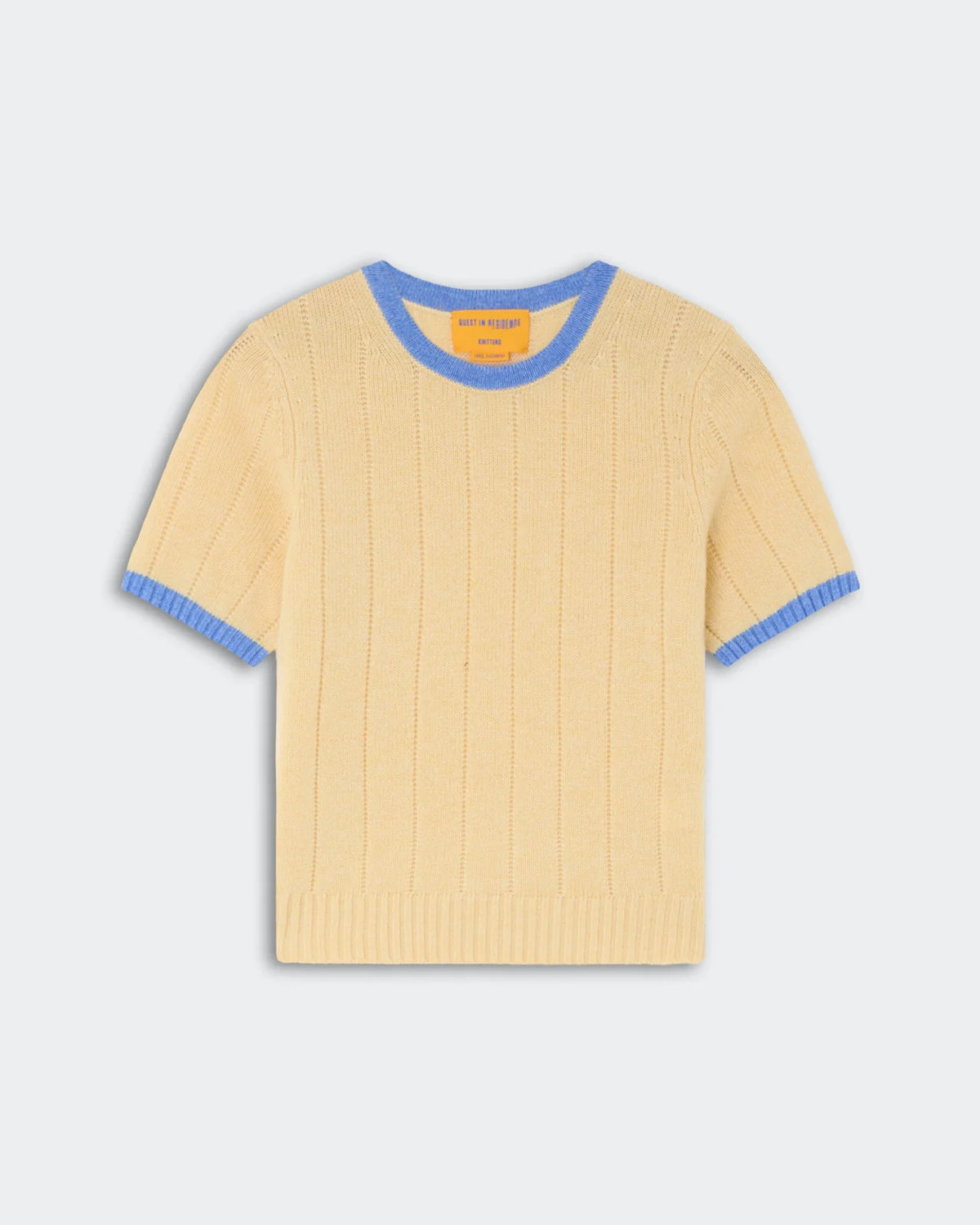 Guest in Residence Rib Ringer Tee in Butter / Delft Blue
