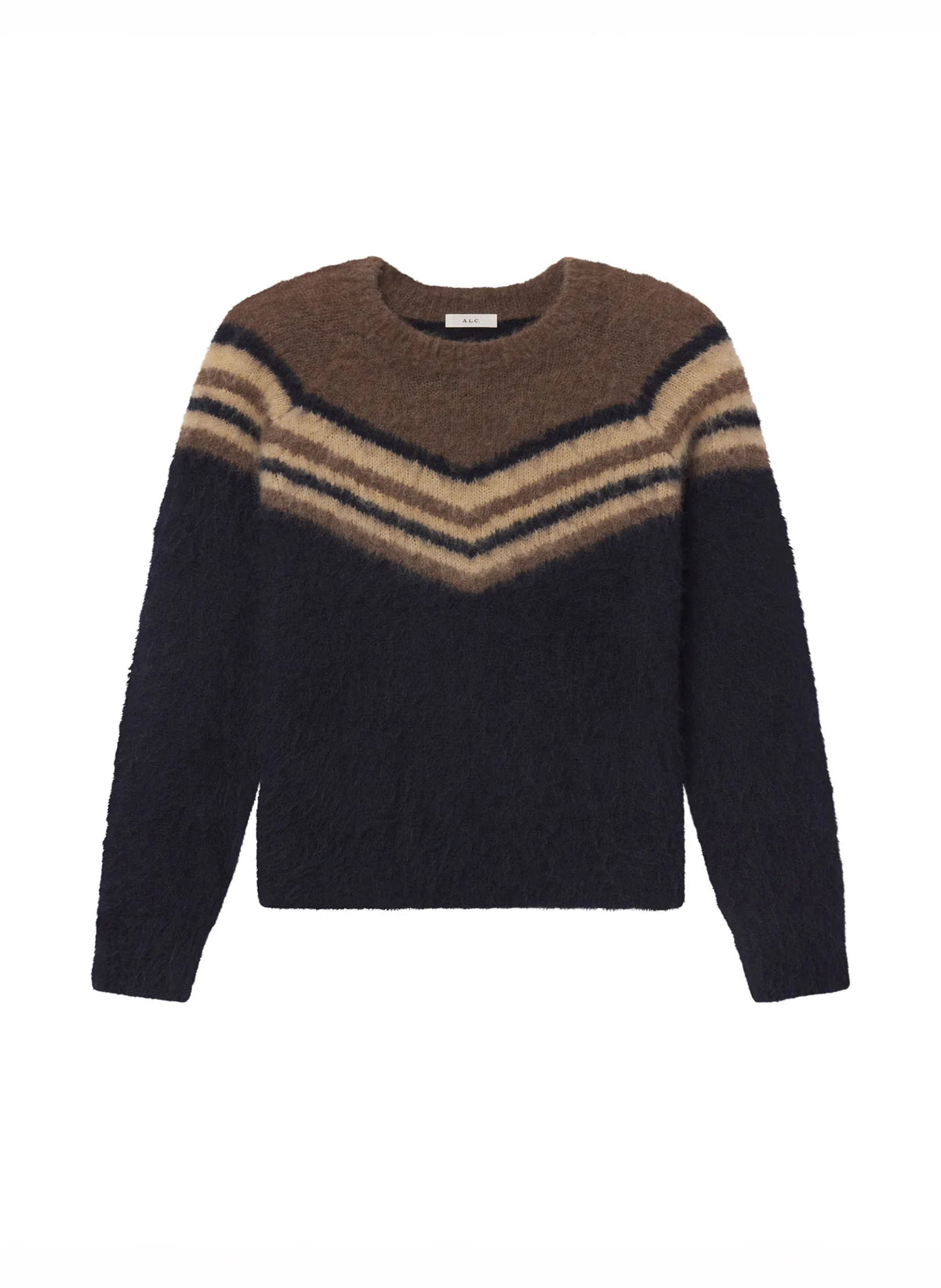 A.L.C. Sarah Brushed Alpaca Sweater in Dark Taupe Combo