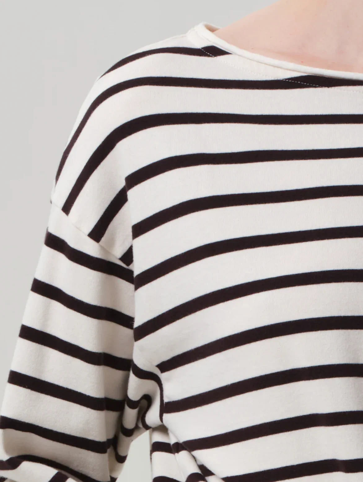 Citizens of Humanity Boat Neck Long Sleeve Top in Chocolate Stripe