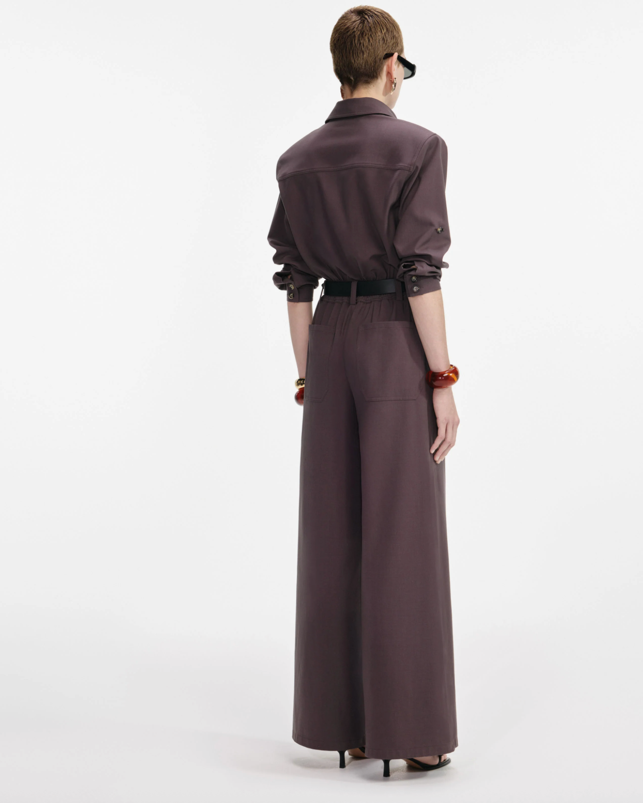 Self Portrait Brown Twill Jumpsuit