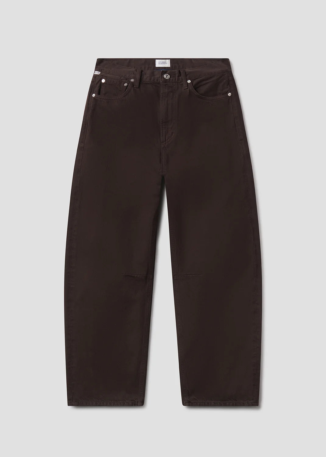 Citizens of Humanity Miro Relaxed Jean in Carob, dark brown denim — flat lay, front view