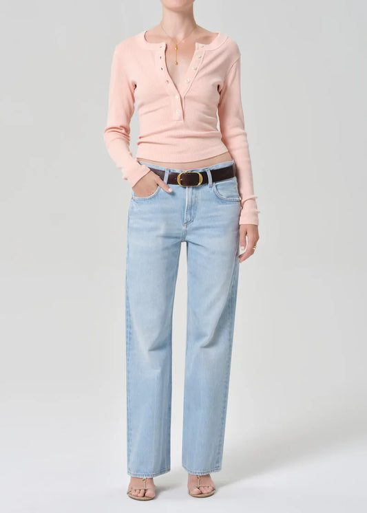 Citizens of Humanity Lindz Easy Straight Jean in Lighthouse light wash, front view