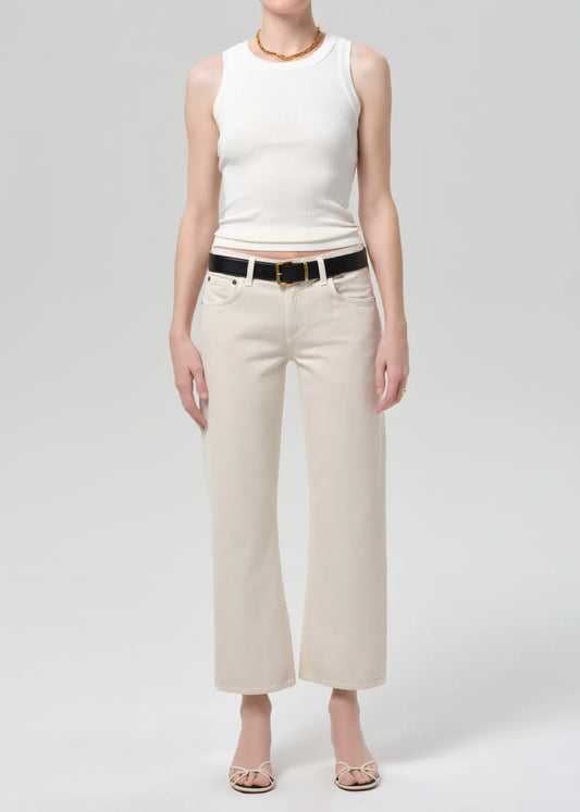 Citizens of Humanity Faye vintage straight jean in Almond light beige wash, front view