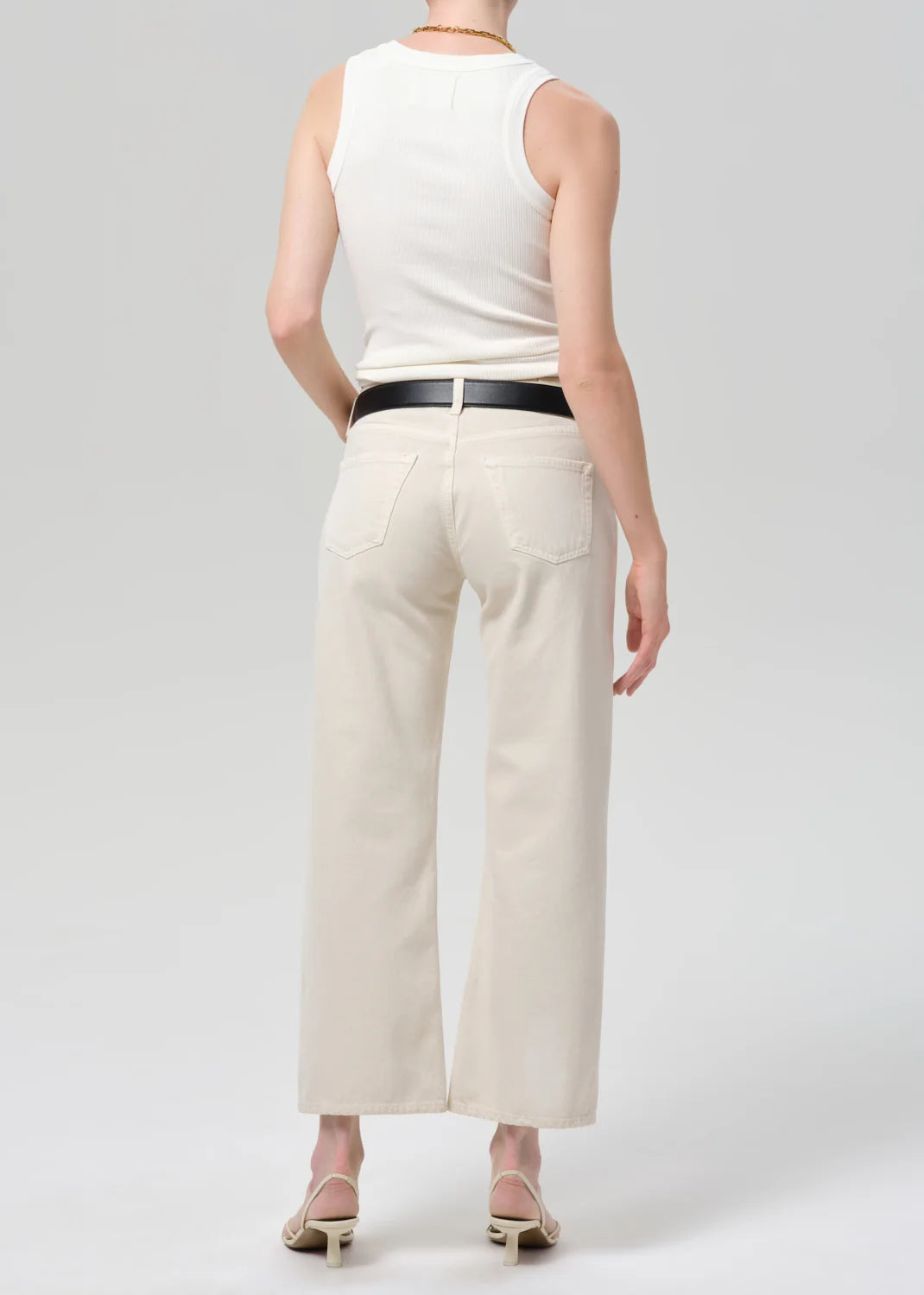 Citizens of Humanity Faye vintage straight jean in Almond light beige wash, back view