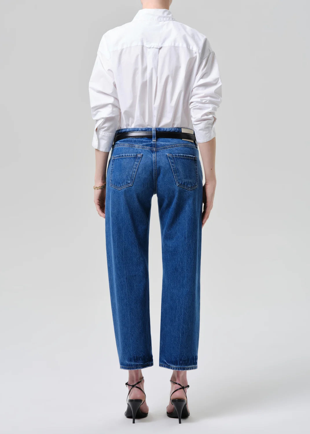 Citizens of Humanity Faye vintage straight jean in Azure Blue medium indigo wash, back view