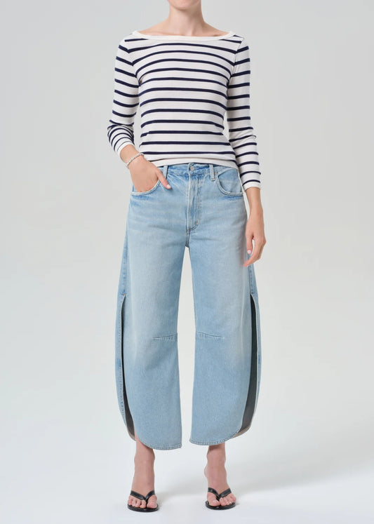 Citizens of Humanity Tulip Jean in Somersault, light indigo denim — front view on model