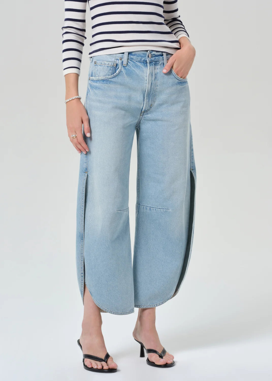 Citizens of Humanity Tulip Jean in Somersault, light indigo denim — front view on model, three-quarter
