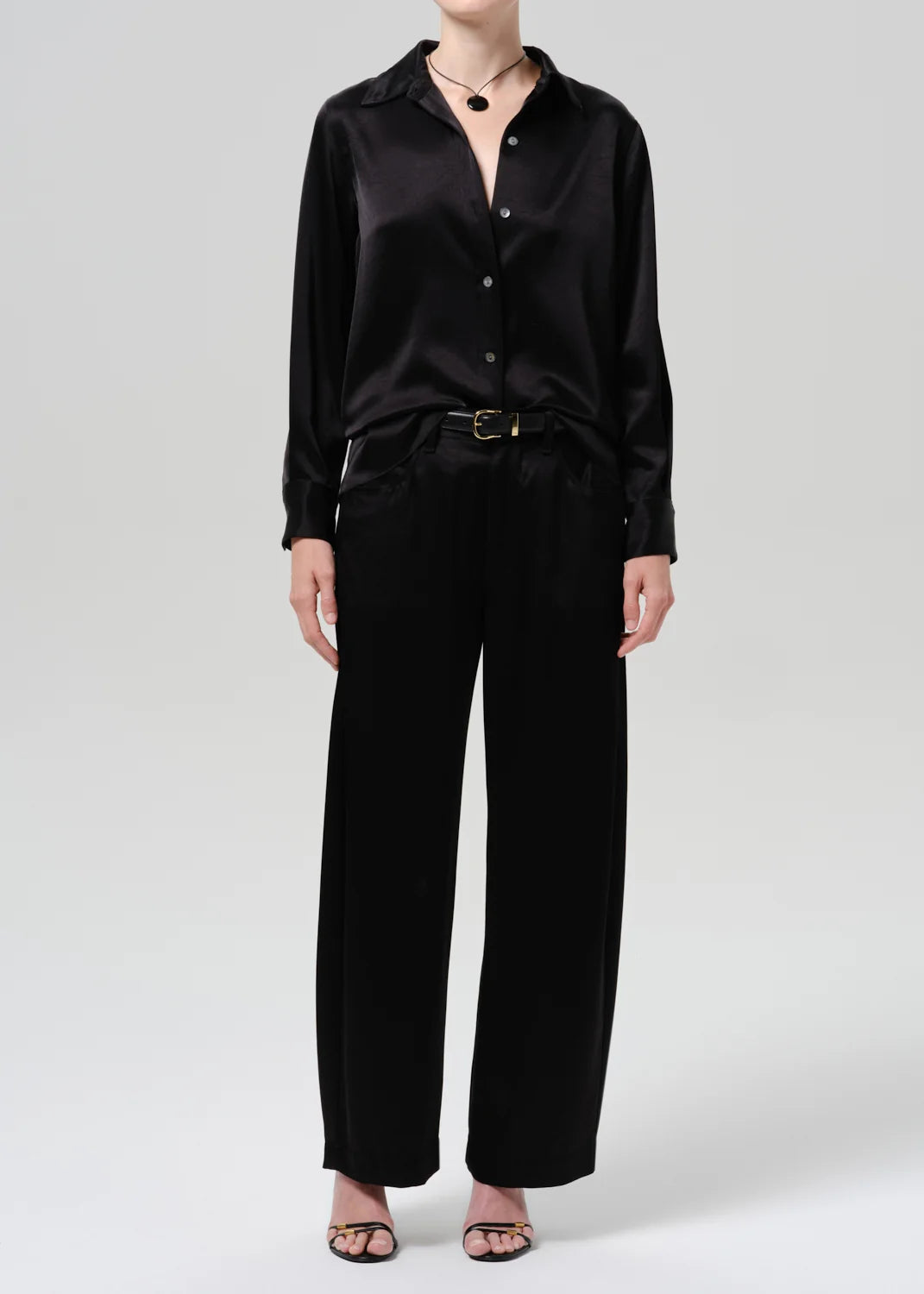 Citizens of Humanity Brynn Japanese Hammered Satin Trouser in Black