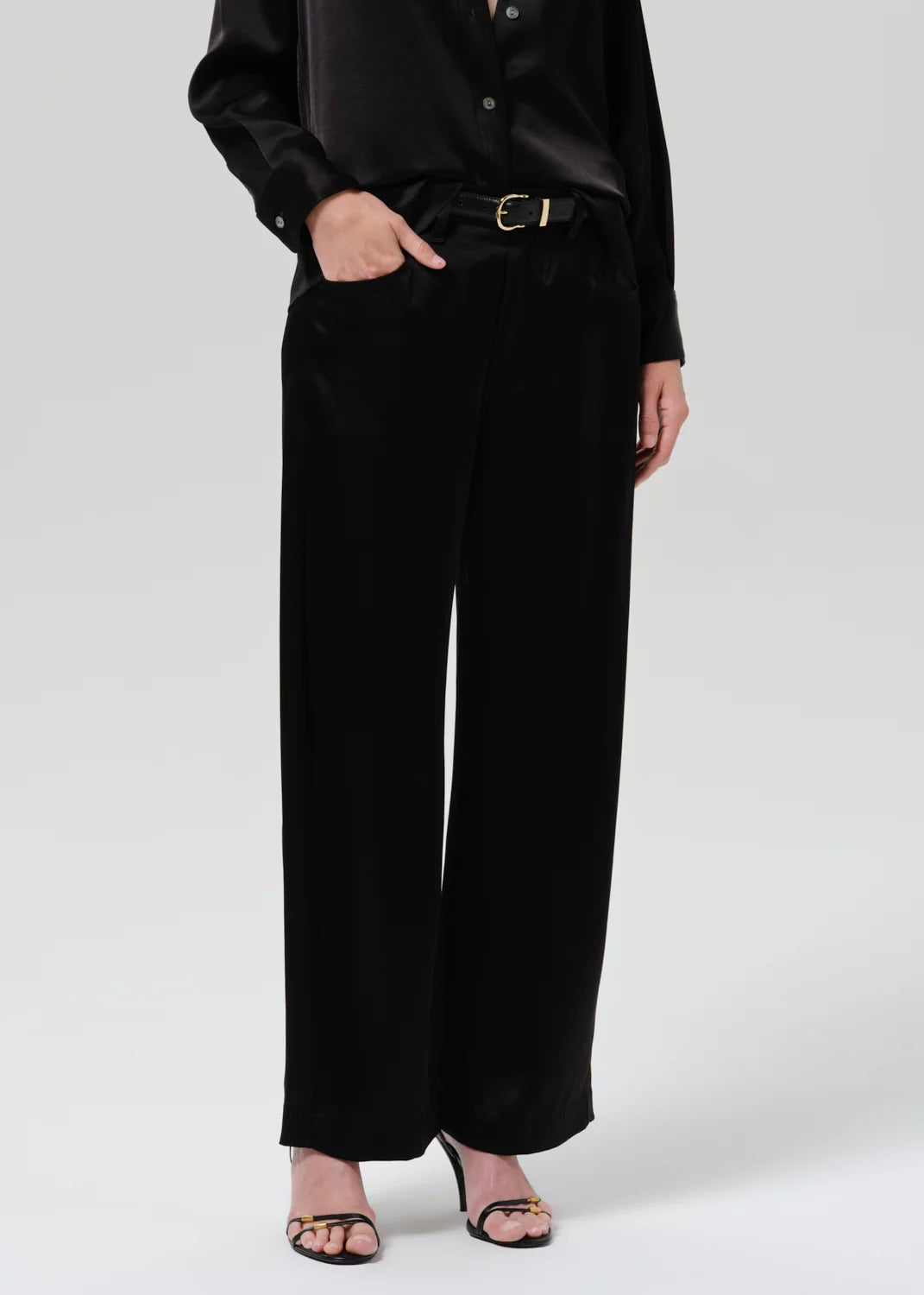 Citizens of Humanity Brynn Japanese Hammered Satin Trouser in Black