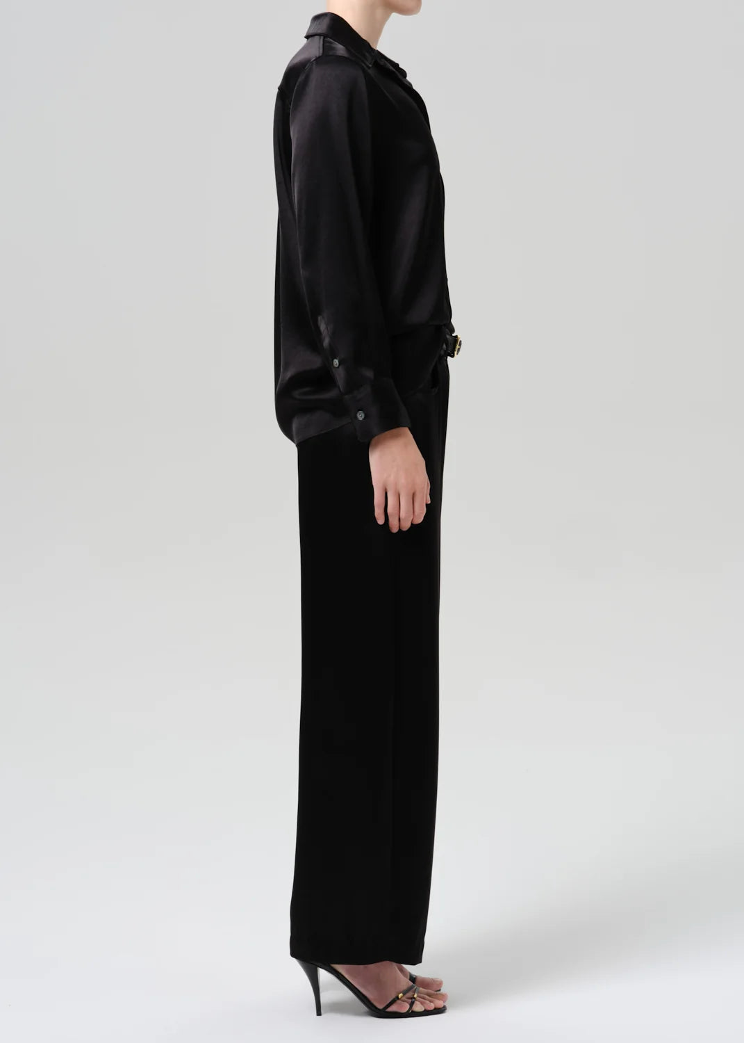 Citizens of Humanity Brynn Japanese Hammered Satin Trouser in Black