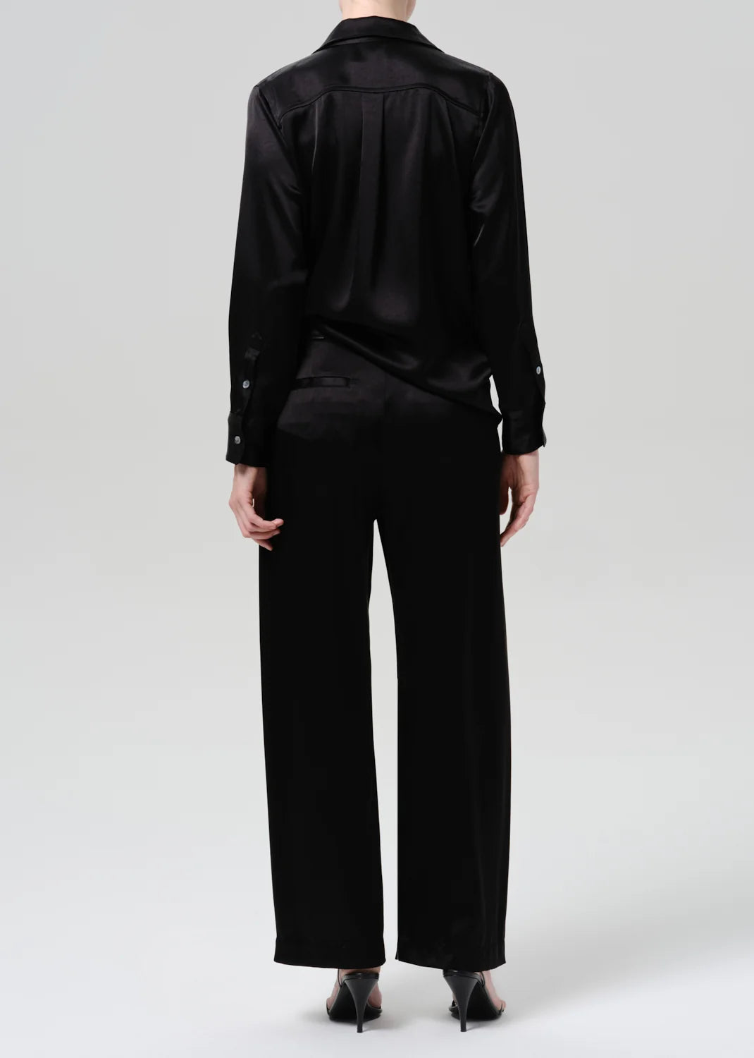 Citizens of Humanity Brynn Japanese Hammered Satin Trouser in Black