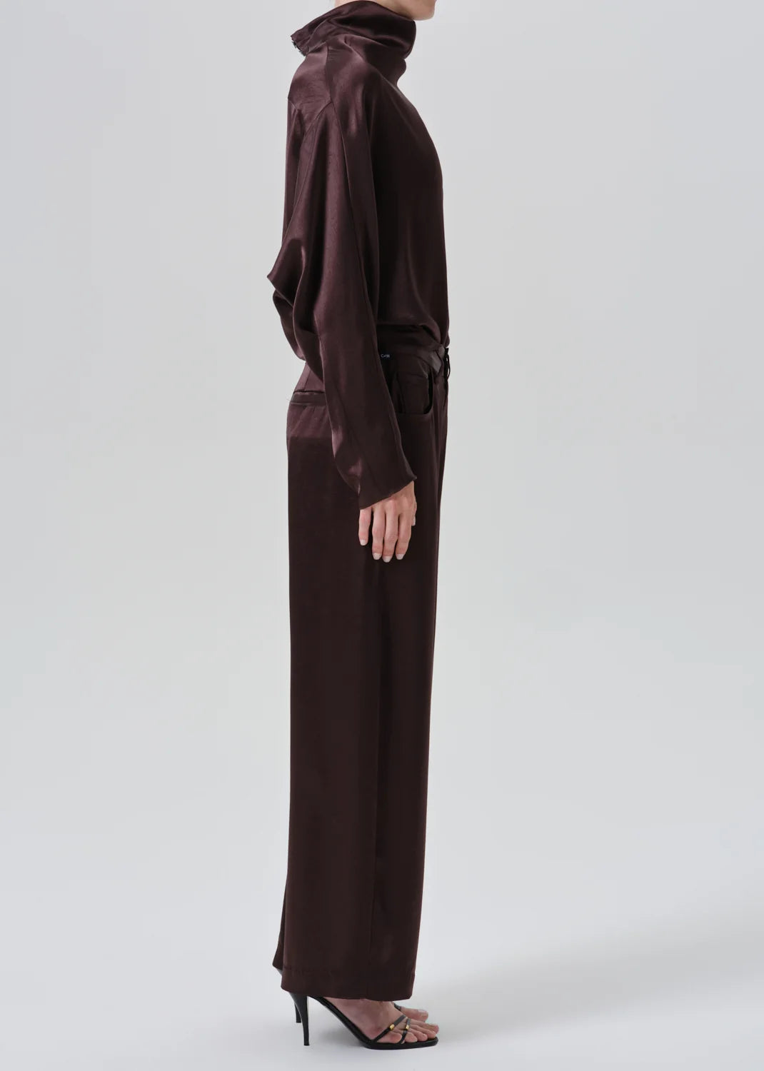 Citizens of Humanity Brynn Japanese Hammered Satin Trouser in Espresso