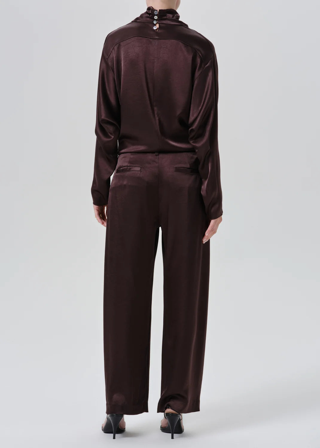 Citizens of Humanity Brynn Japanese Hammered Satin Trouser in Espresso