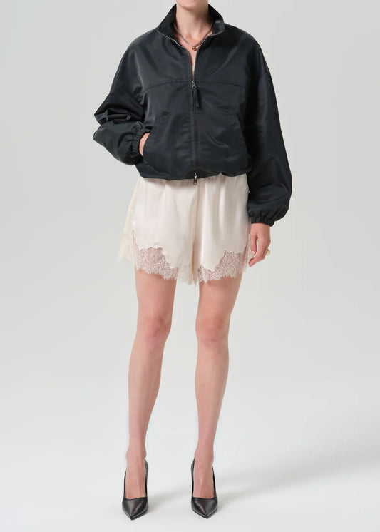 Citizens of Humanity Lace Trimmed Tap Short in Cream, front view