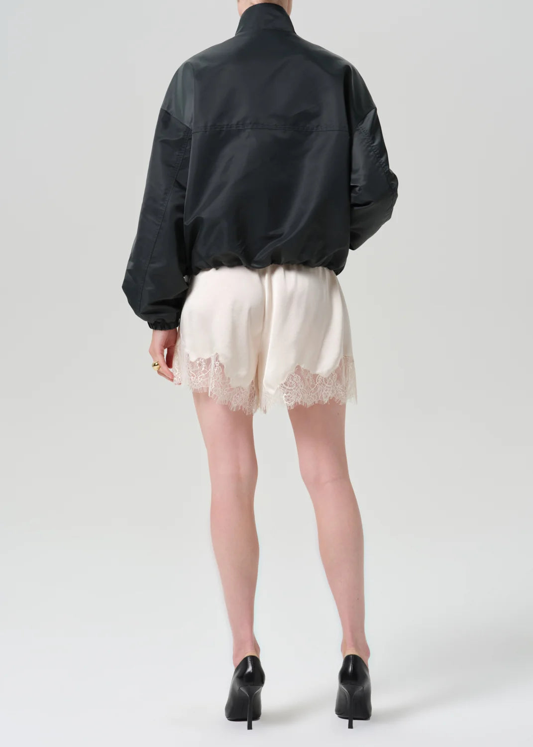 Citizens of Humanity Lace Trimmed Tap Short in Cream, back view