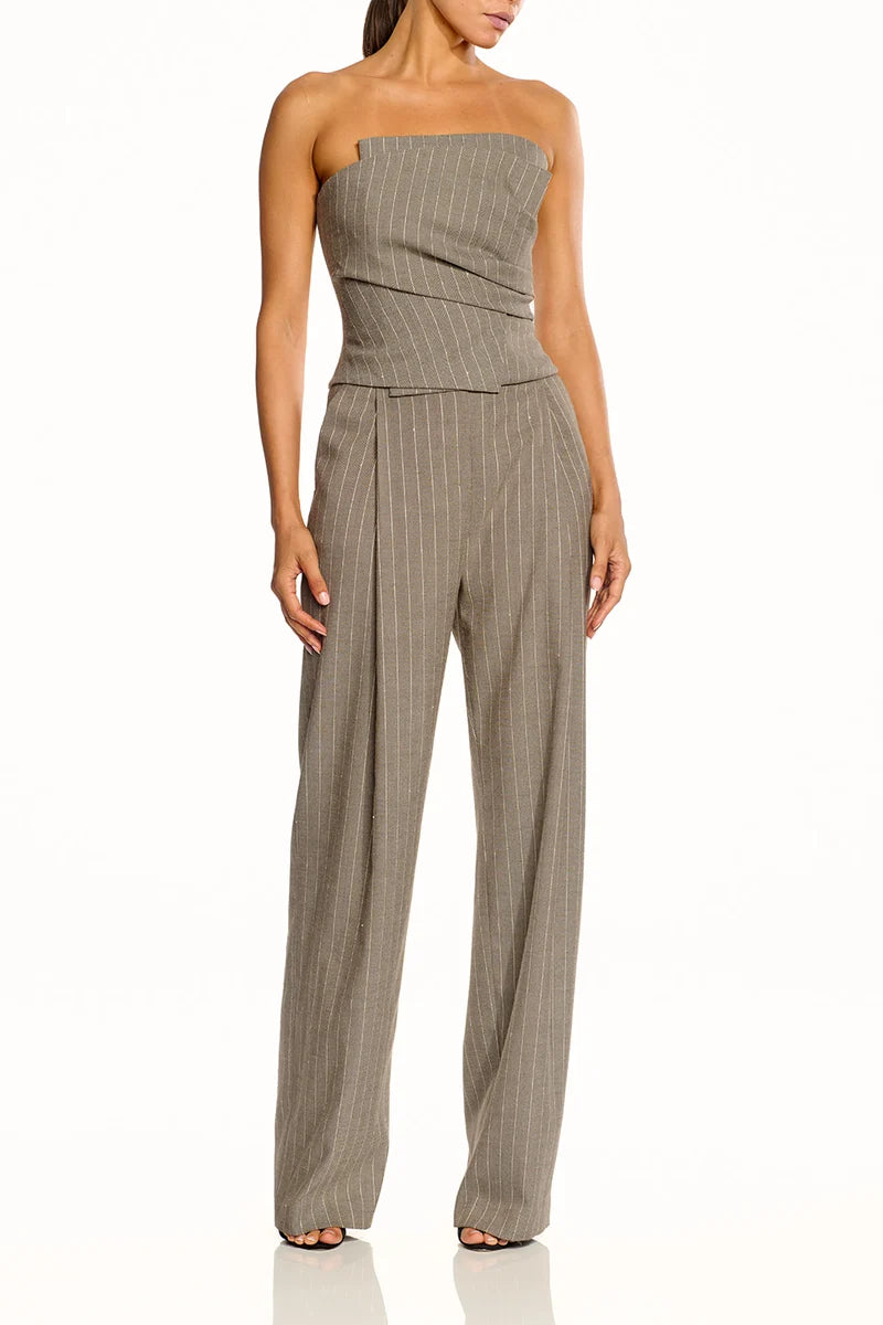 The Sei Boyfriend Trouser in Pinstripe, front view