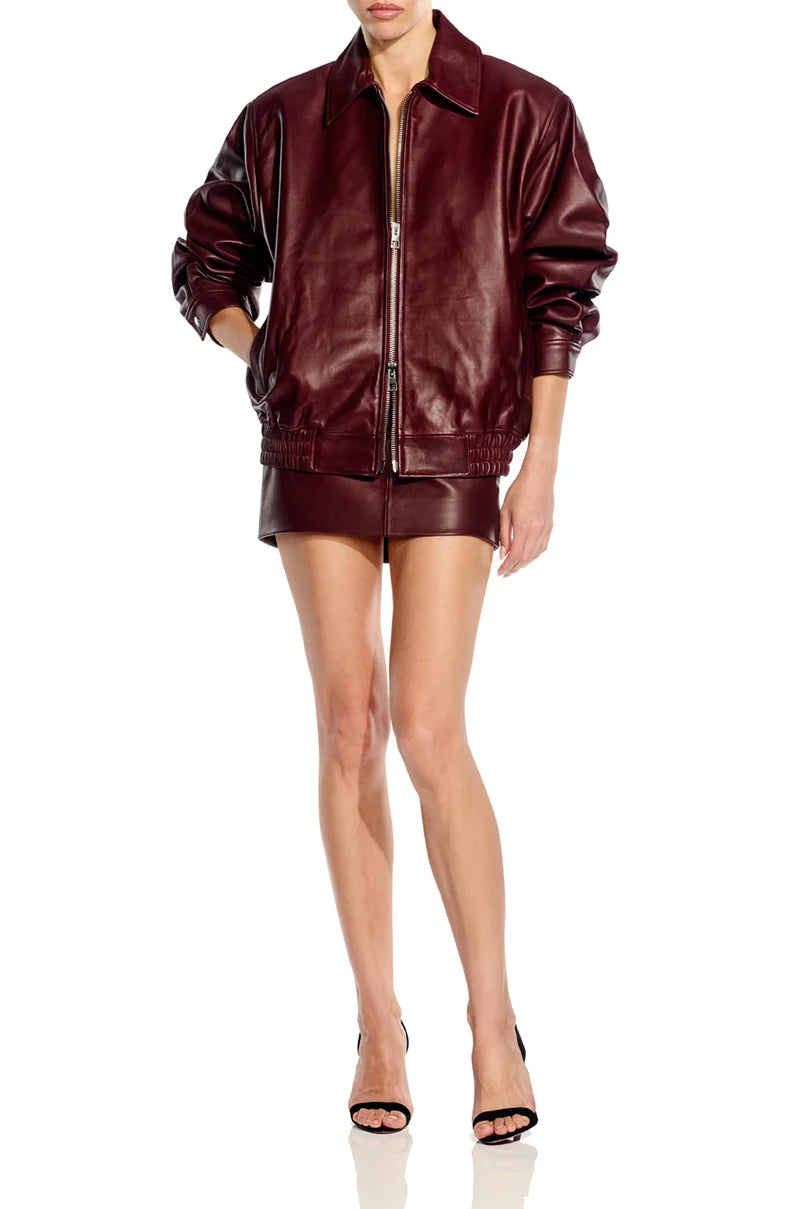 The Sei Henna Lambskin Back Flap Leather Bomber Jacket