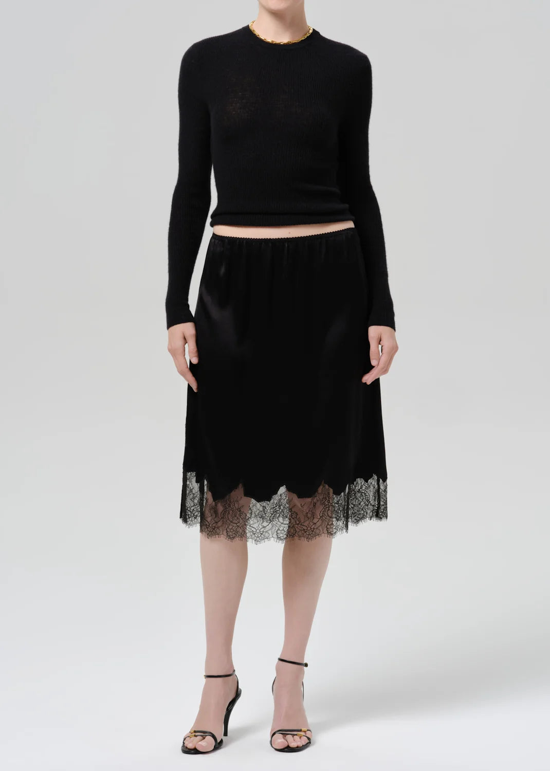 Citizens of Humanity Lace Trimmed Skirt in Black, front view