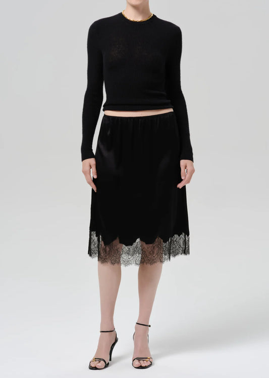 Citizens of Humanity Lace Trimmed Skirt in Black, front view