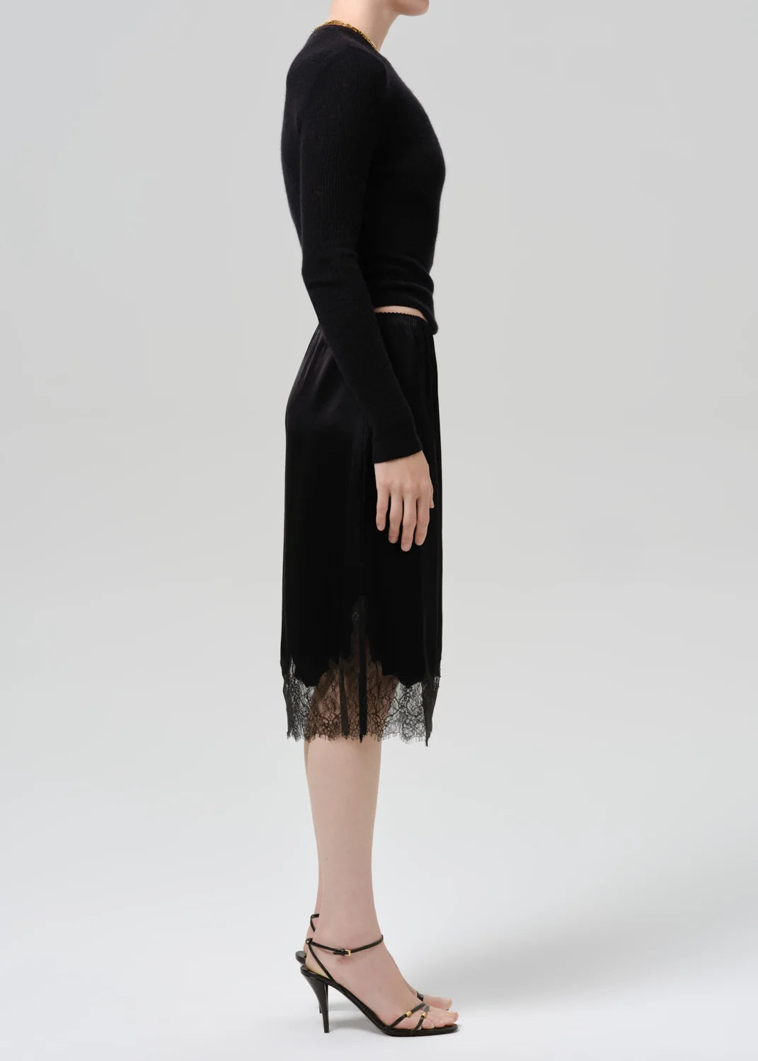 Citizens of Humanity Lace Trimmed Skirt in Black, side view