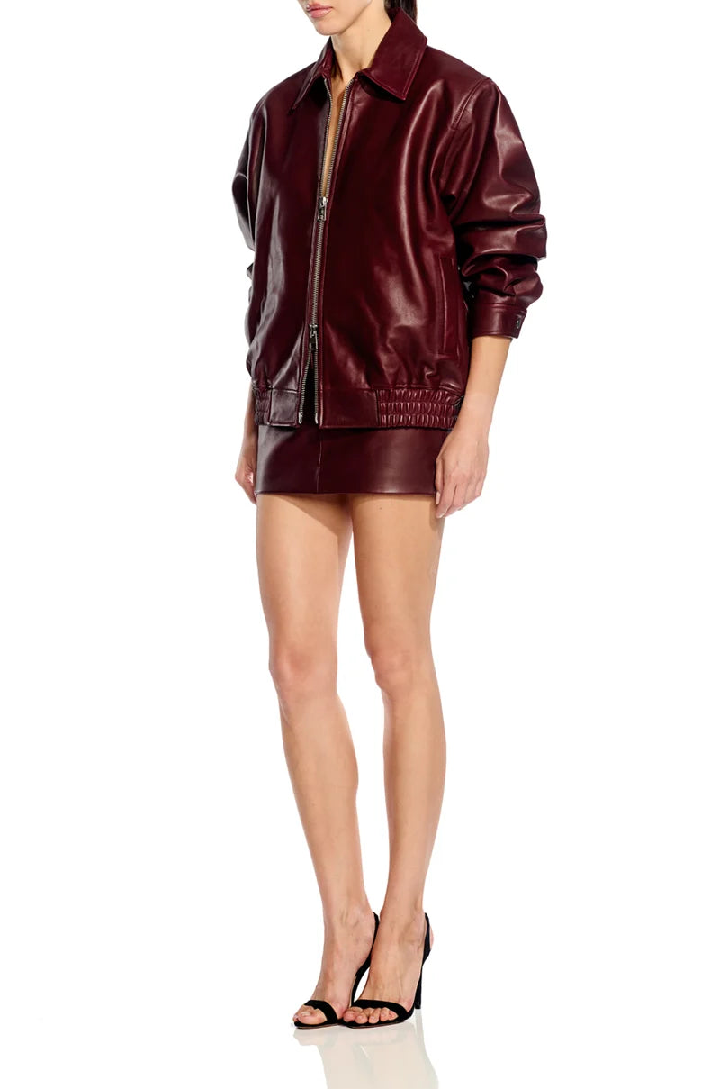 The Sei Henna Lambskin Back Flap Leather Bomber Jacket