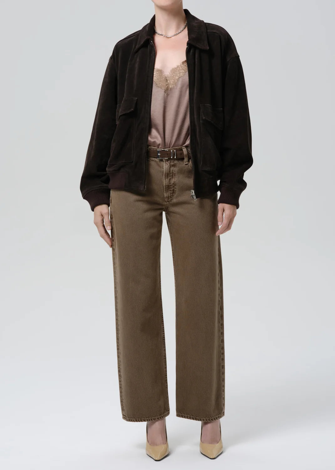 Citizens of Humanity Vivienne Suede Jacket in Chocolate Brown