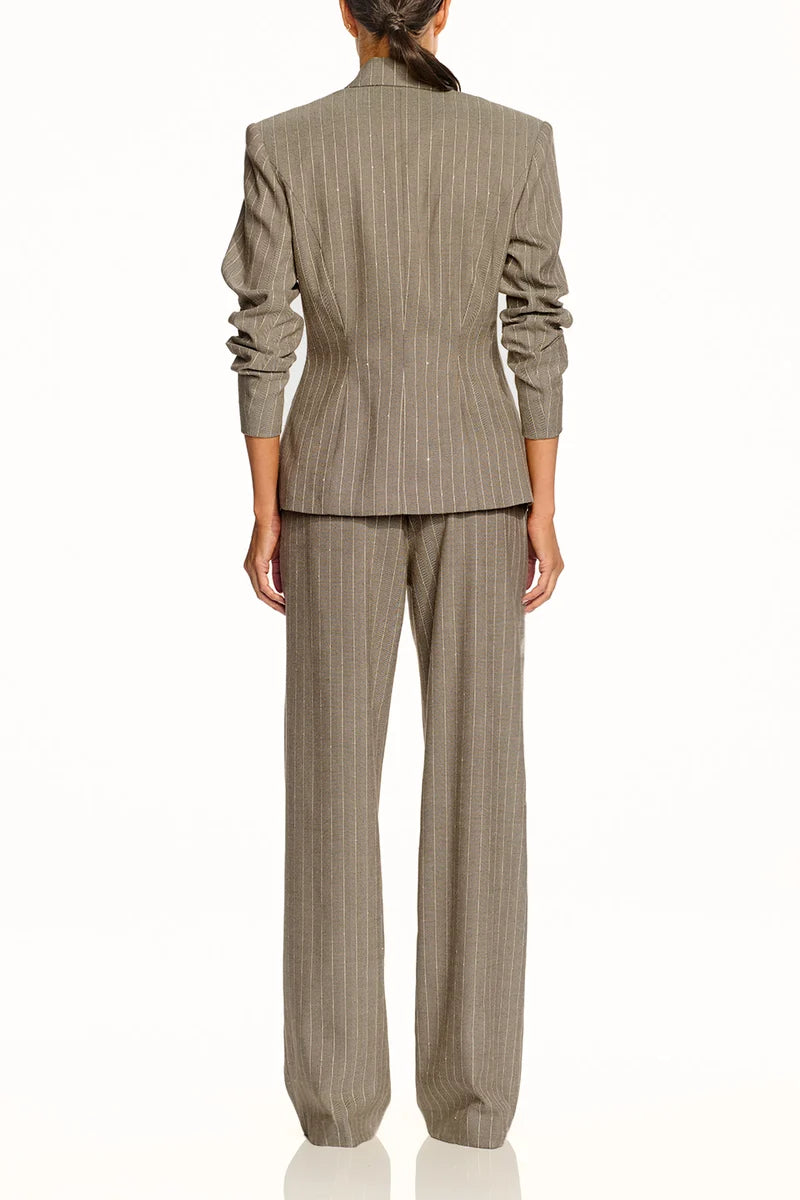 The Sei Cinch Blazer in Pinstripe, back view