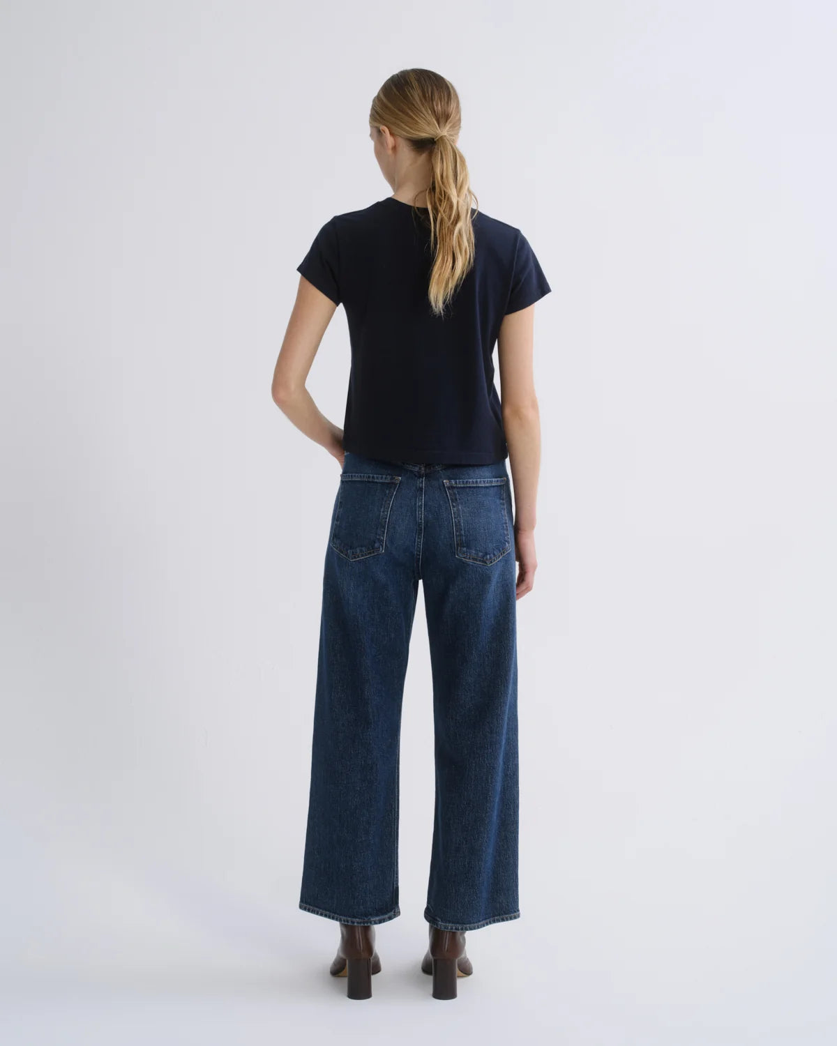 AGOLDE Ren high rise wide leg jean in Echo dark vintage indigo wash, back view