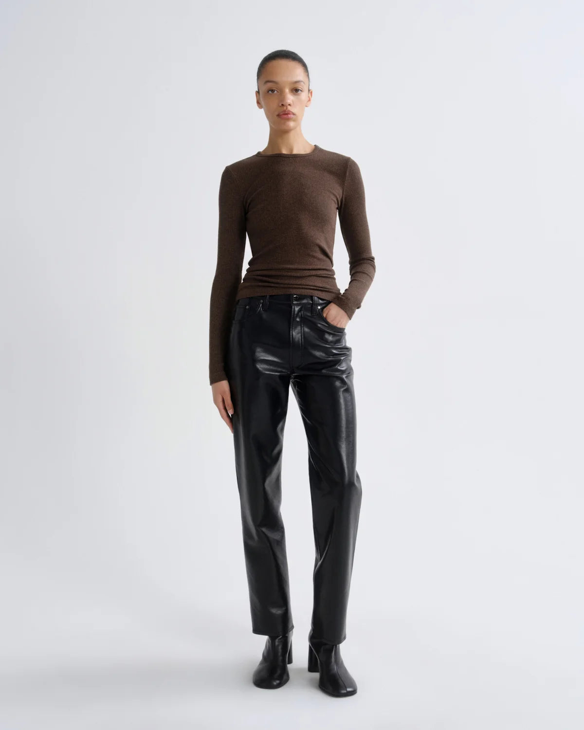 AGOLDE Lana High Rise Vintage Straight Jean (Recycled Leather) in Detox
