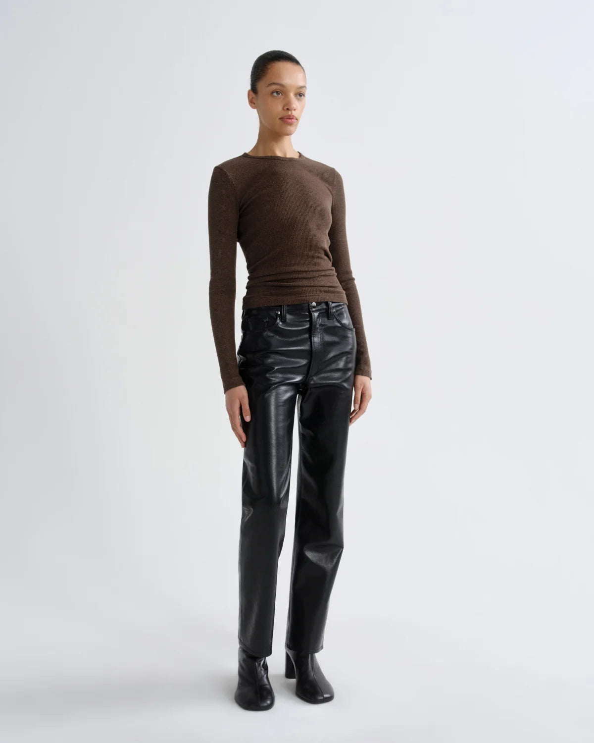 AGOLDE Lana High Rise Vintage Straight Jean (Recycled Leather) in Detox