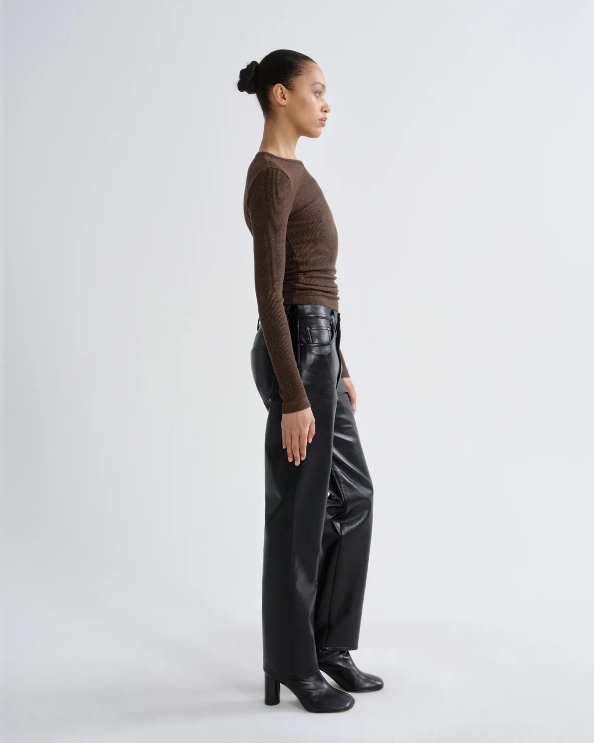 AGOLDE Lana High Rise Vintage Straight Jean (Recycled Leather) in Detox